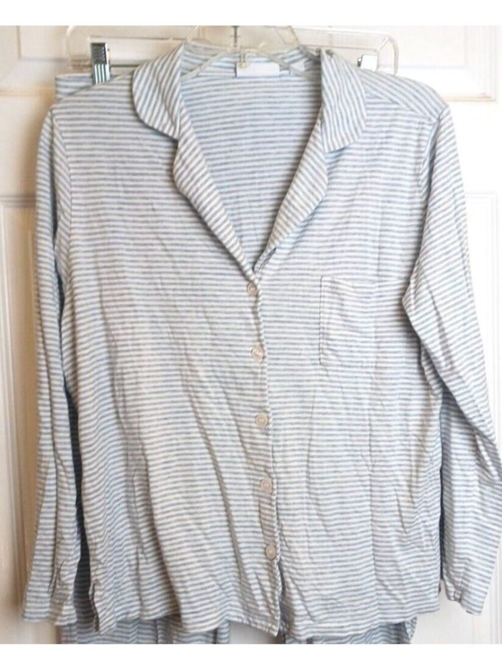 Van Winkle & Co Pajama Set Womens Large \ Striped Button Long Sleeve Pants #D-40 - Picture 2 of 13